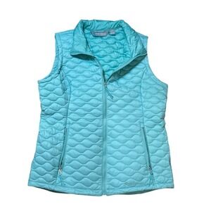 Free Country Womens Quilted Puffer Vest Aqua Blue Full Zip‎ Pockets Size L